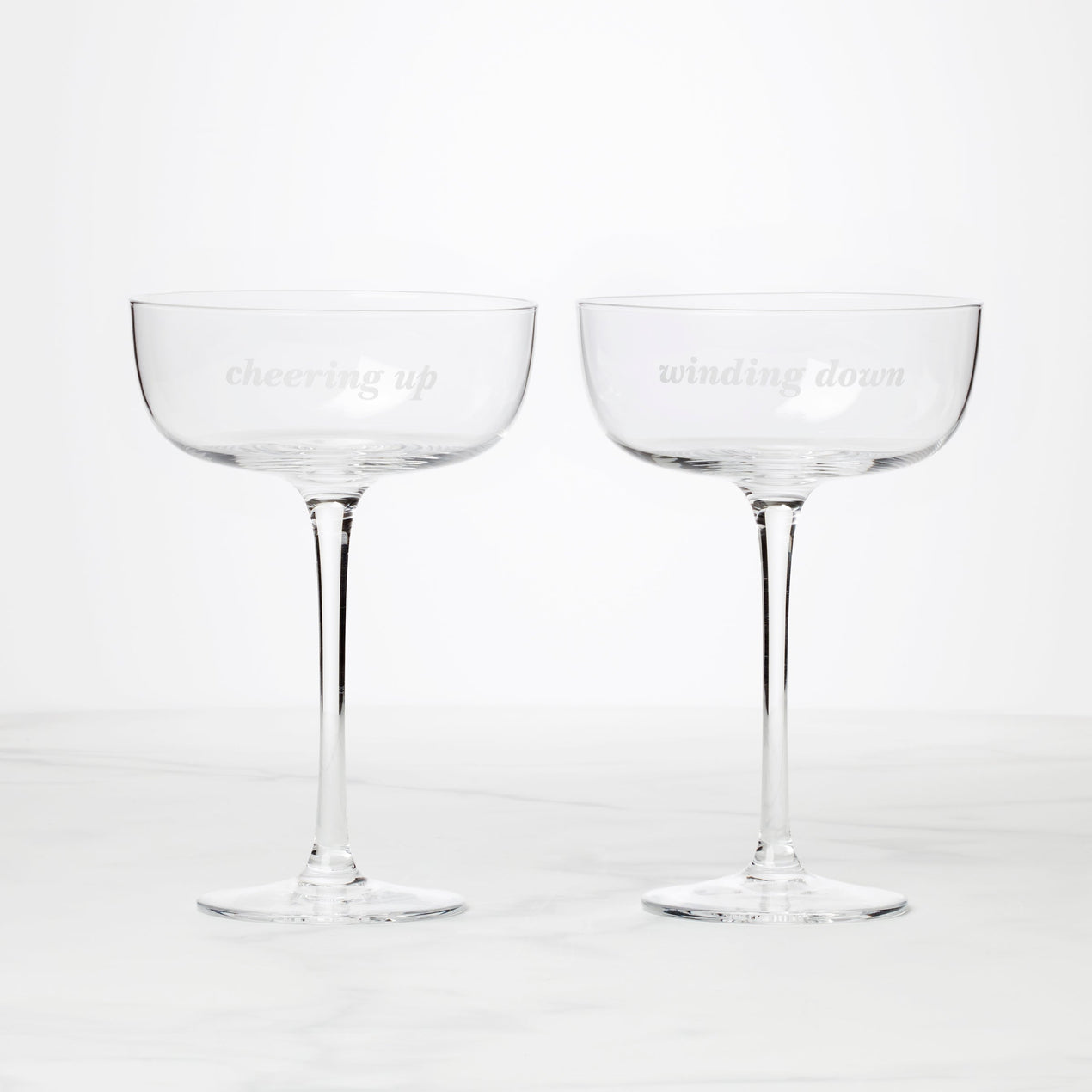 reed & barton Winding Down & Cheering Up Coupe Glasses - Set Of 2