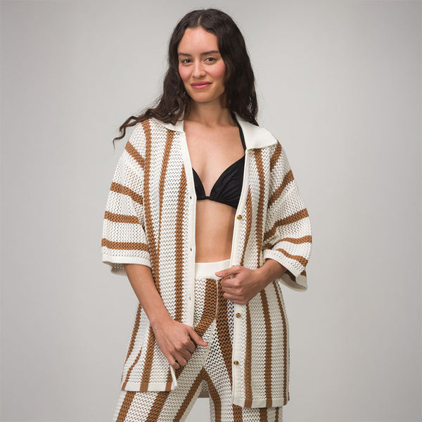 reef All Women's Apparel & Accessories Mika Button Down Top Tobacco Brown