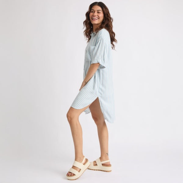 Reef All Women's Apparel & Accessories Ollie Striped Shirt Dress Celestial Blue