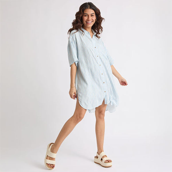 reef All Women's Apparel & Accessories Ollie Striped Shirt Dress Celestial Blue
