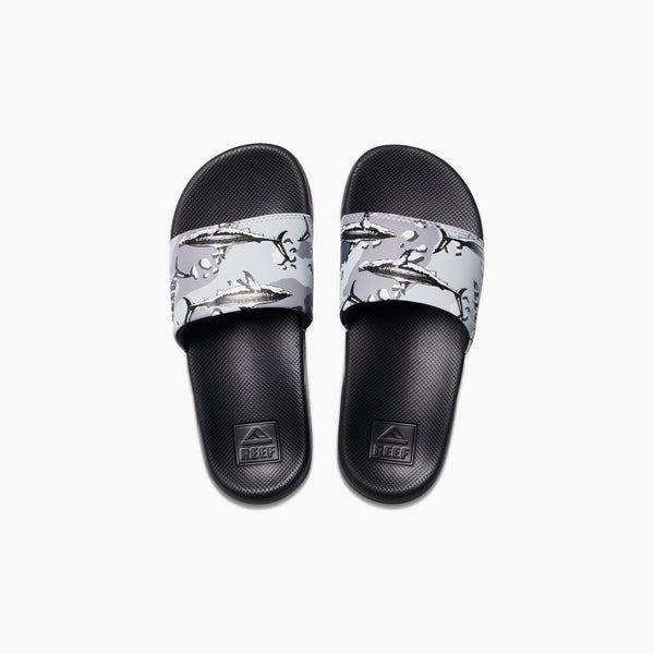 reef Boys' Sandals (5-10 Years) Kids One Slide Grey Camo Shark