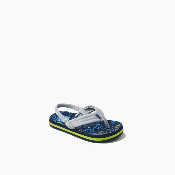 Reef Kids' And Toddlers' Sandals Little Ahi Navy/Grey Dino