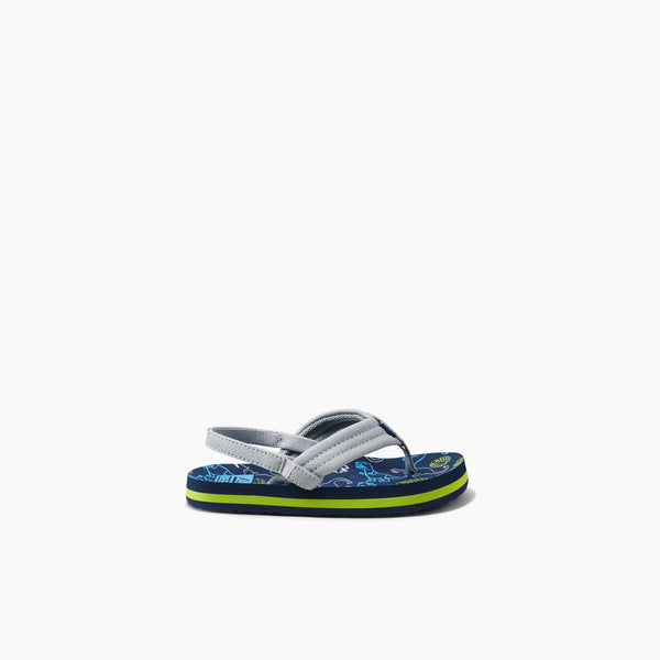 Reef Kids' And Toddlers' Sandals Little Ahi Navy/Grey Dino