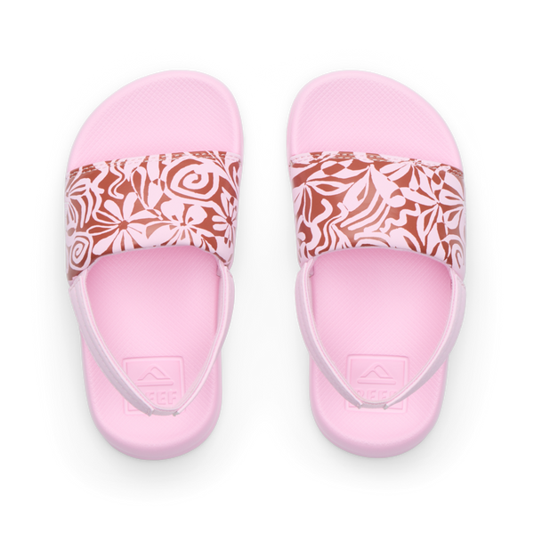 reef Little Girls' Sandals (2-4 Years) Little One Slide Pink Modern Floral