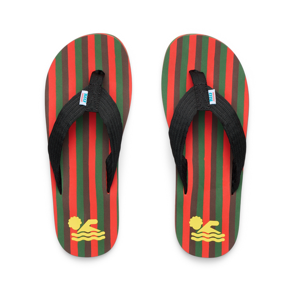 Reef Men's Flip Flops REEF X Ebony Beach Club Original Stripes Ebony Red Green Brown