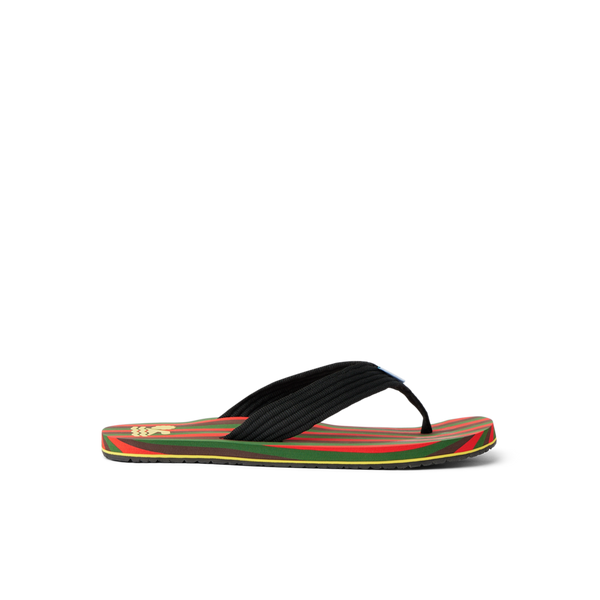 reef Men's Flip Flops REEF X Ebony Beach Club Original Stripes Ebony Red Green Brown