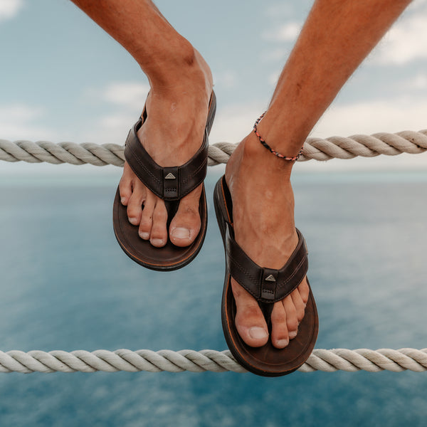 Reef Men's Leather Sandals Leather Offshore Dark Brown