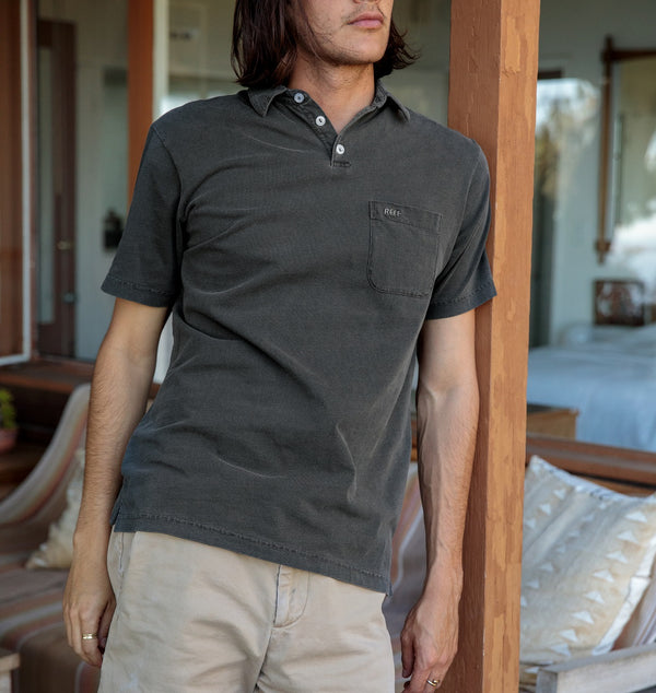 Reef Men's Shirts And Tees Walker Short Sleeve Polo Pirate Black