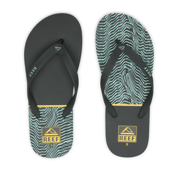 Reef Men's Water Friendly Footwear Reef Seaside Prints Black/Yellow Swell