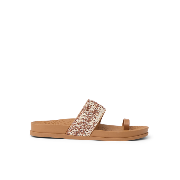 reef Flat Sandals & Flip Flops Flora Cruz Tan Floral