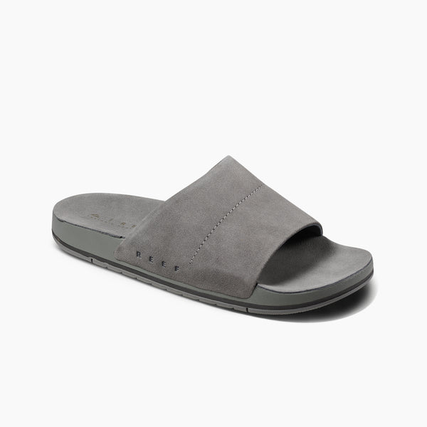 Reef Men's Leather Sandals Ojai Slide Grey