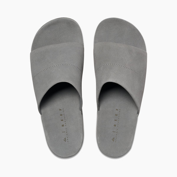 Reef Men's Leather Sandals Ojai Slide Grey