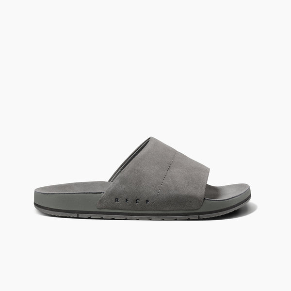 reef Men's Leather Sandals Ojai Slide Grey