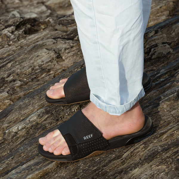 Reef Men's Sandals Fanning Slide Black/Silver