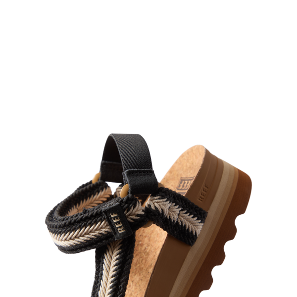 Reef Women's Ankle Strap Sandals Cushion Rem Hi Black/White Braid