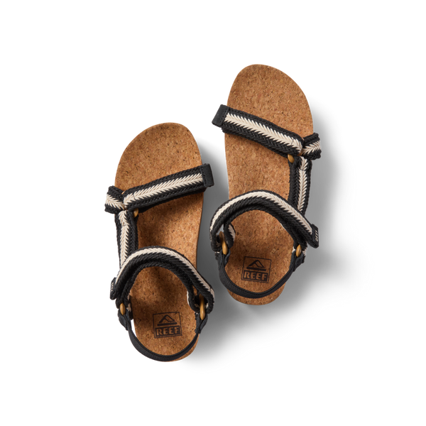 Reef Women's Ankle Strap Sandals Cushion Rem Hi Black/White Braid