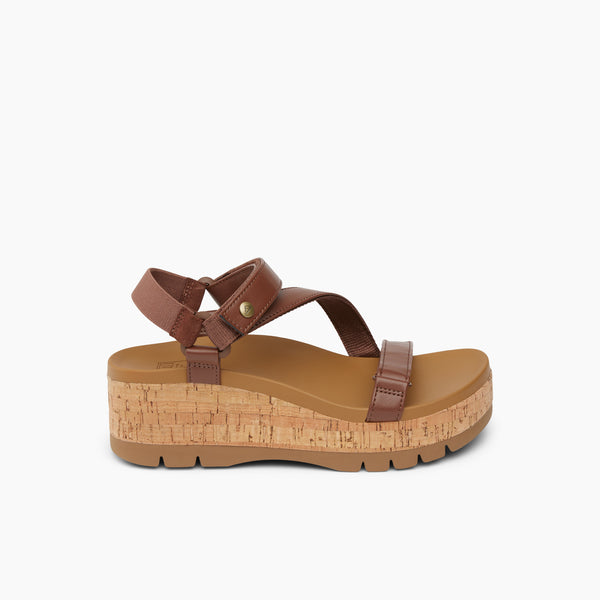 reef Women's Ankle Strap Sandals Vista Higher Luna Cocoa Cork