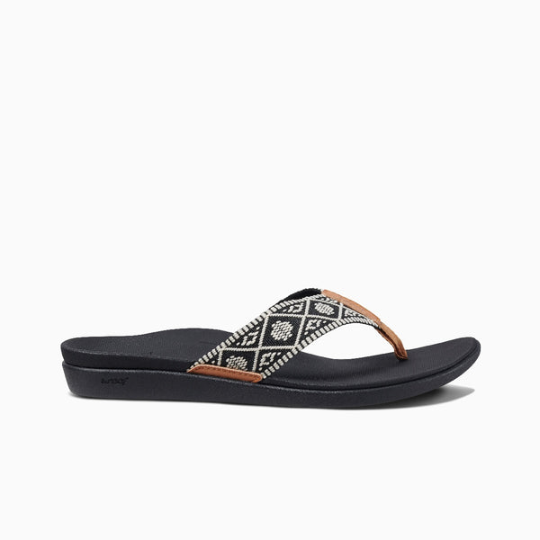 reef Women's Flip-Flops Reef Ortho Woven Black/White