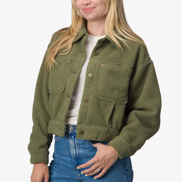 Reef Women's Hoodies Sweaters & Jackets Sammie Sherpa Jacket Olivine