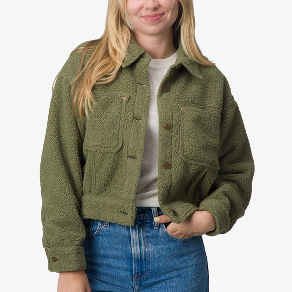 reef Women's Hoodies Sweaters & Jackets Sammie Sherpa Jacket Olivine