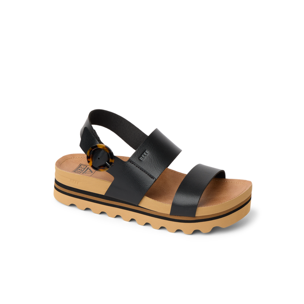 Reef Women's Slingback Sandals Vista Hi Buckle Black/Tan