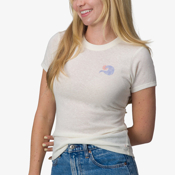 reef Women's T-Shirts Tanks & Dresses Surf Club Fitted Tee Marshmallow