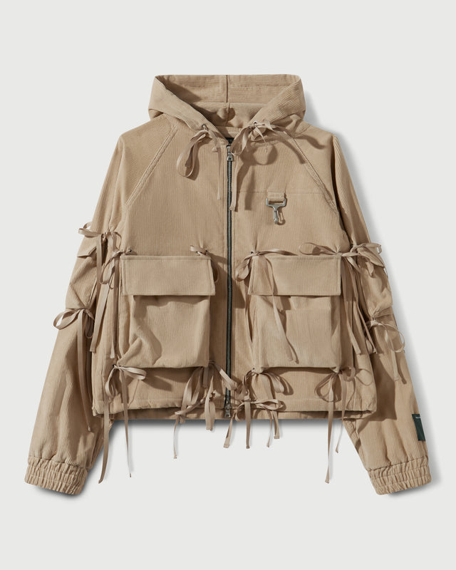 Reese Cooper Corduroy Modular Pocket Hooded Jacket In Khaki