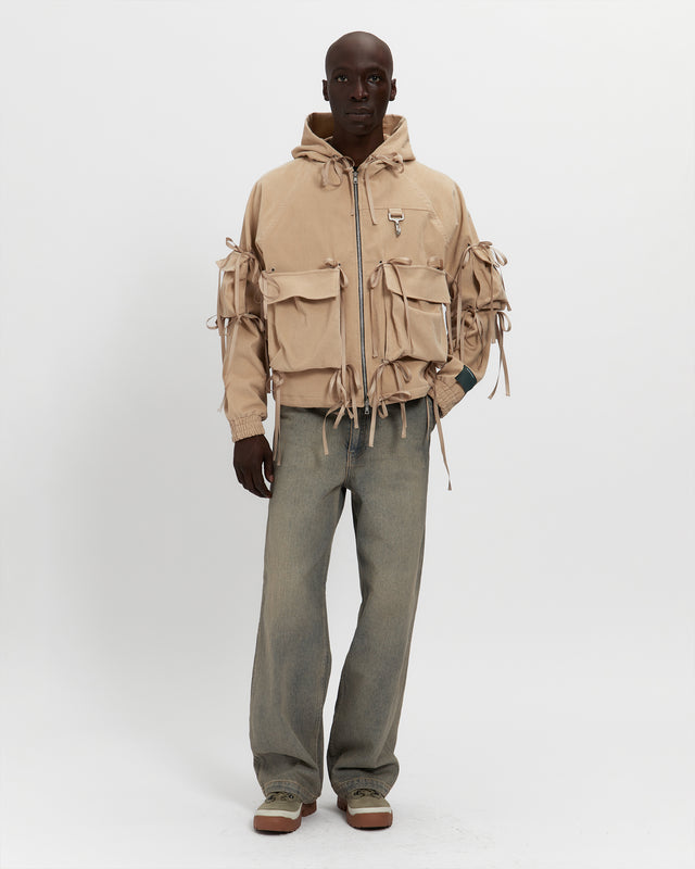 Reese Cooper Corduroy Modular Pocket Hooded Jacket In Khaki