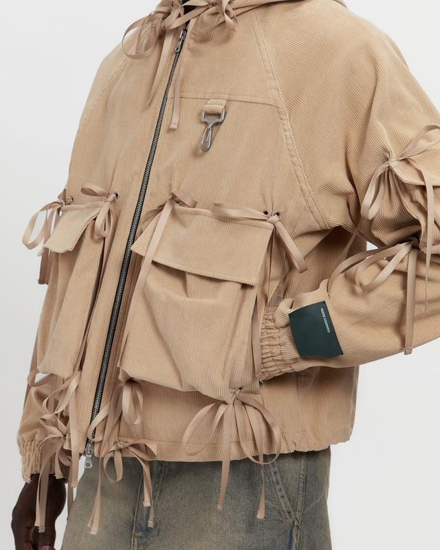 Reese Cooper Corduroy Modular Pocket Hooded Jacket In Khaki