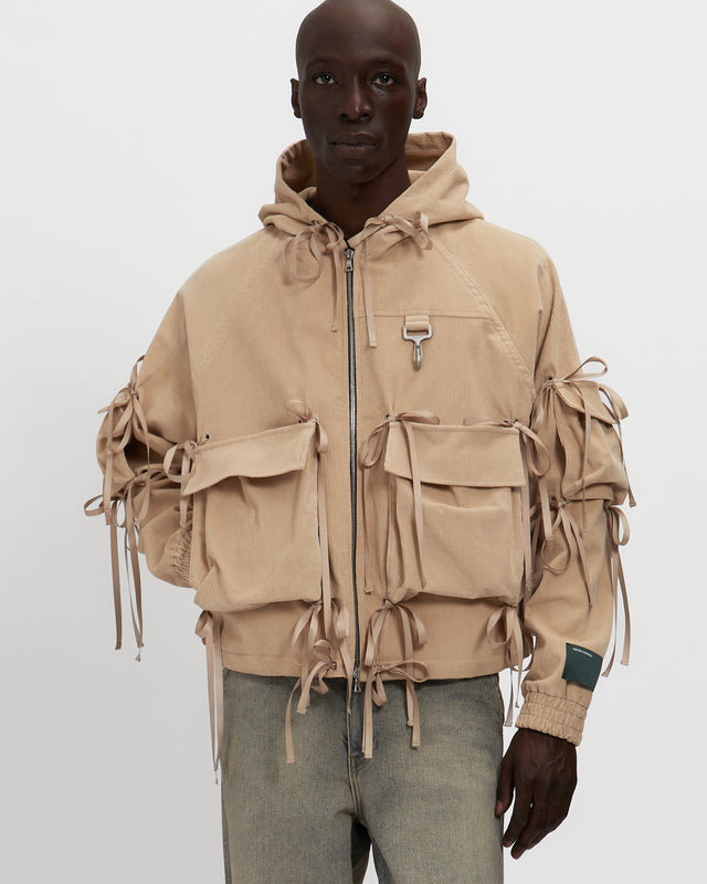 reese cooper Corduroy Modular Pocket Hooded Jacket in Khaki