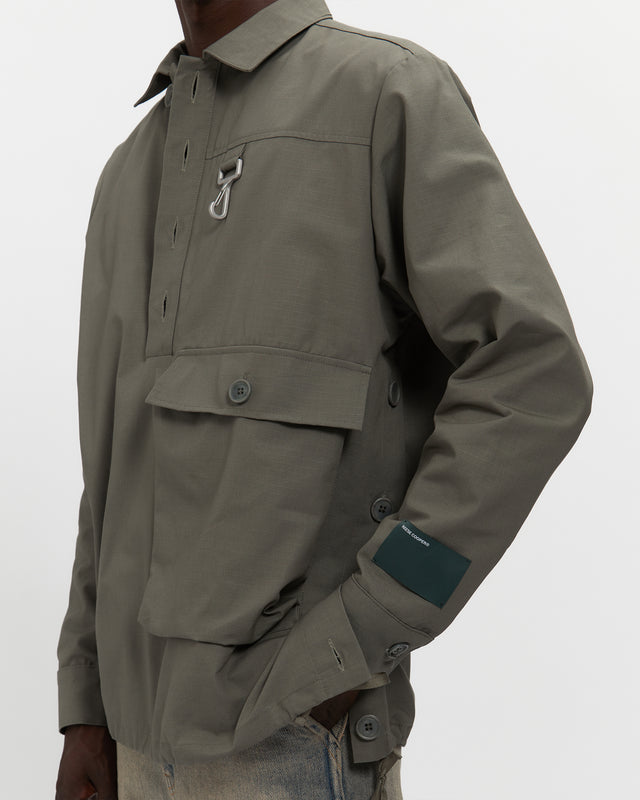 Reese Cooper Cotton Ripstop Pullover Cargo Shirt In Sage