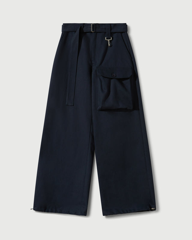 Reese Cooper Cotton Twill Patch Pocket Belted Trouser In Navy
