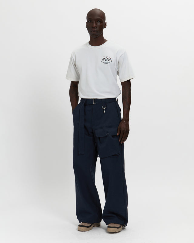 Reese Cooper Cotton Twill Patch Pocket Belted Trouser In Navy