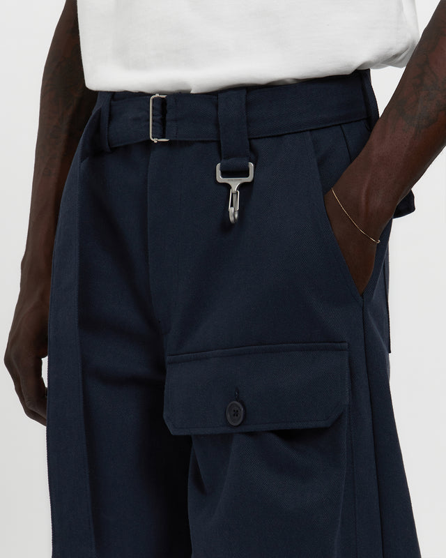 Reese Cooper Cotton Twill Patch Pocket Belted Trouser In Navy