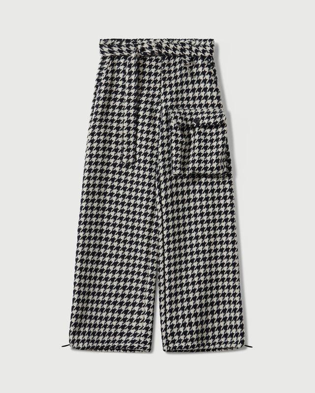 Reese Cooper Houndstooth Patch Pocket Belted Trouser In Navy & White