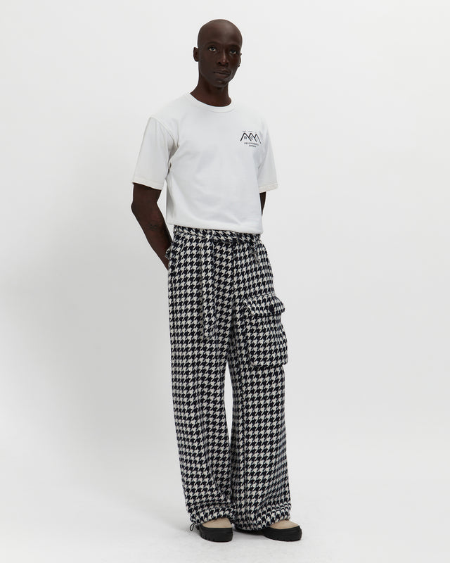 Reese Cooper Houndstooth Patch Pocket Belted Trouser In Navy & White