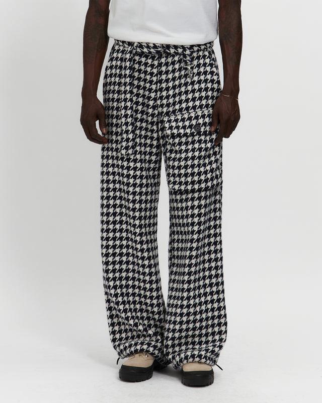 reese cooper Houndstooth Patch Pocket Belted Trouser in Navy & White