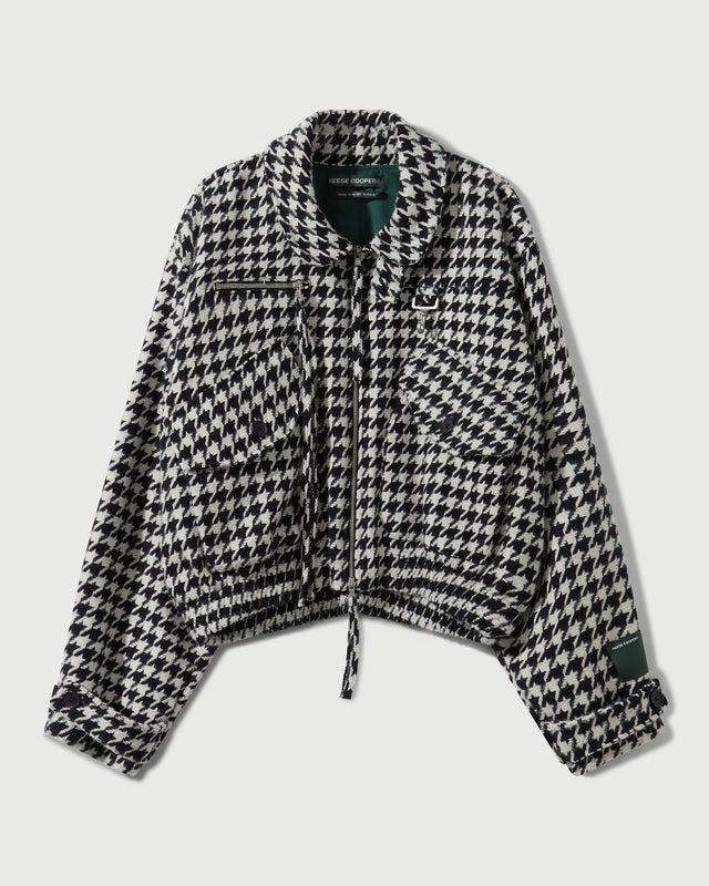 Reese Cooper Houndstooth Storm Flap Jacket In Navy & White