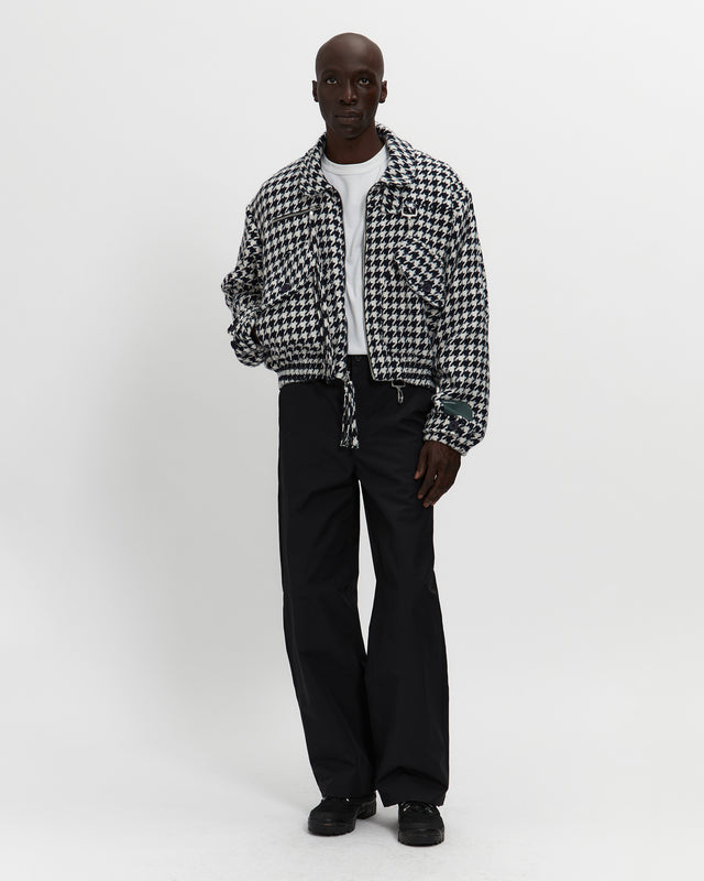 Reese Cooper Houndstooth Storm Flap Jacket In Navy & White