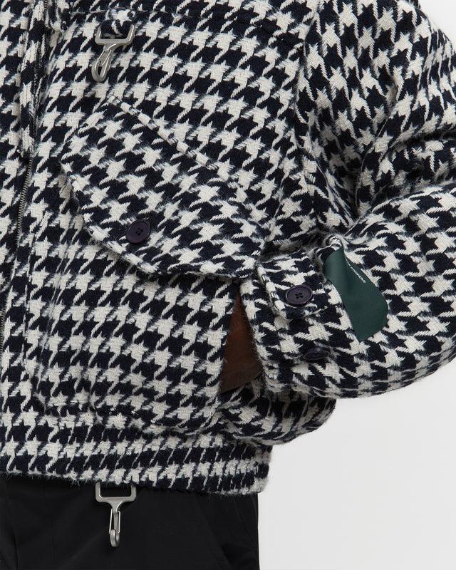 Reese Cooper Houndstooth Storm Flap Jacket In Navy & White