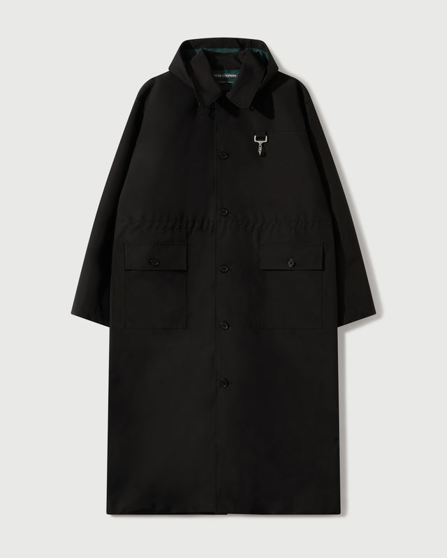 Reese Cooper Laminated Nylon Storm Hood Coat In Black