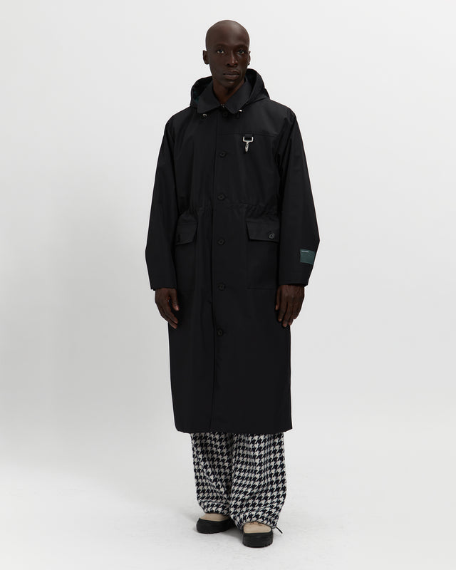 Reese Cooper Laminated Nylon Storm Hood Coat In Black