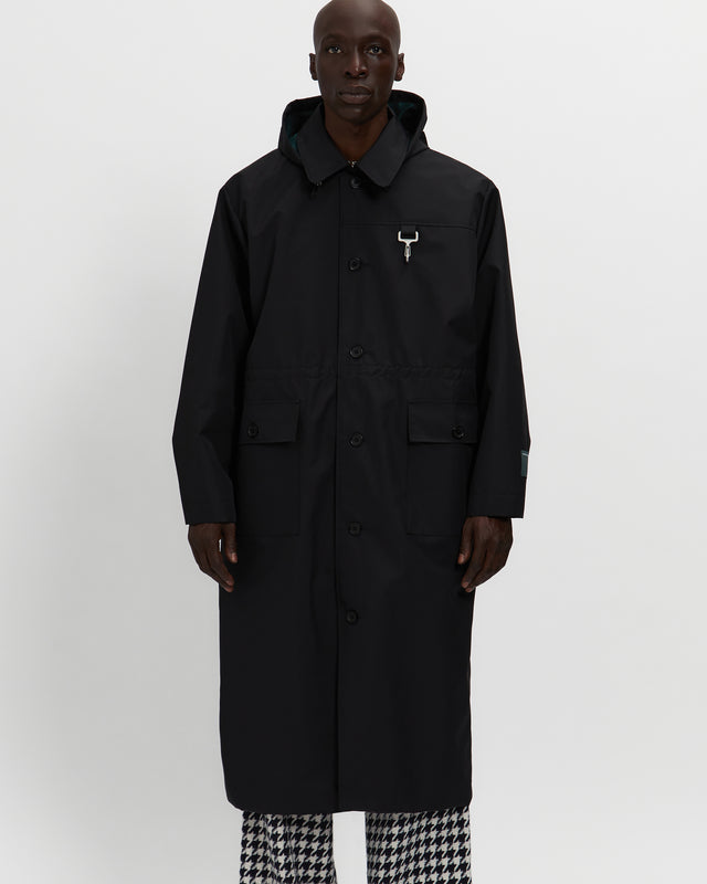 reese cooper Laminated Nylon Storm Hood Coat in Black