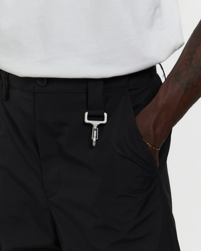 Reese Cooper Laminated Nylon Straight Leg Trouser In Black