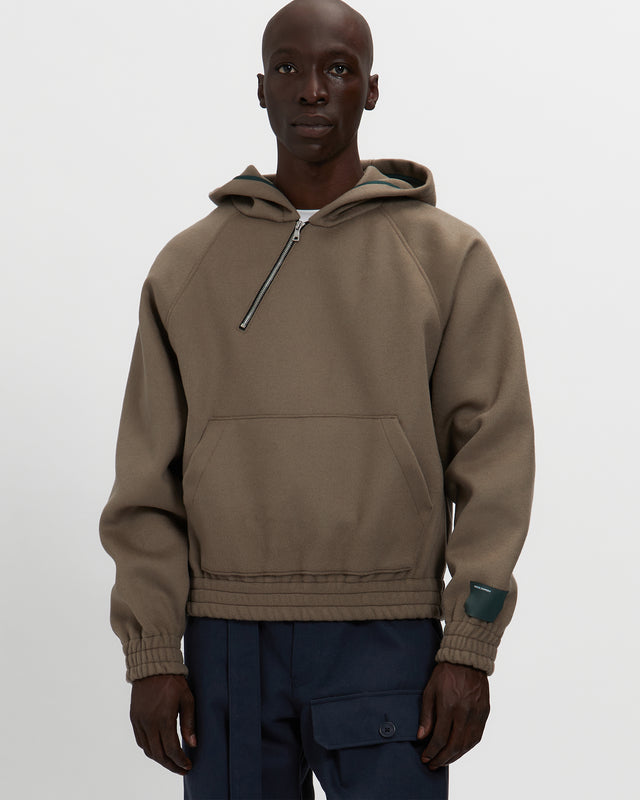 reese cooper Merino Wool Quarter Zip Hoodie in Warm Grey