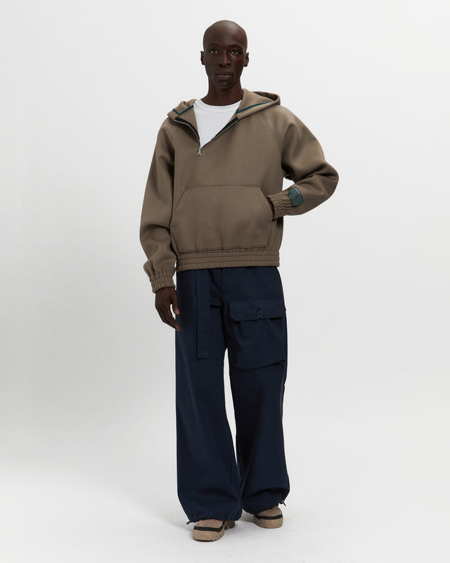 Reese Cooper Merino Wool Quarter Zip Hoodie In Warm Grey