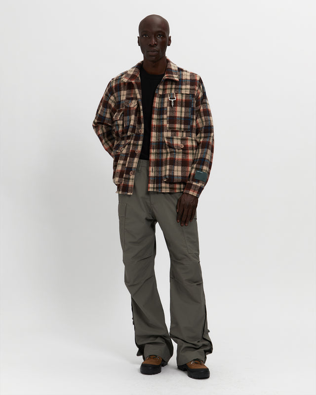 Reese Cooper Milled Flannel Cargo Button Down Shirt In Brown