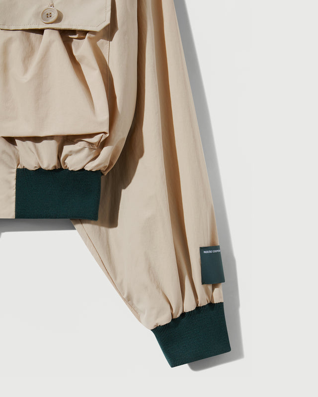Reese Cooper RCI Reserve: Bomber Jacket In Tan Nylon Twill