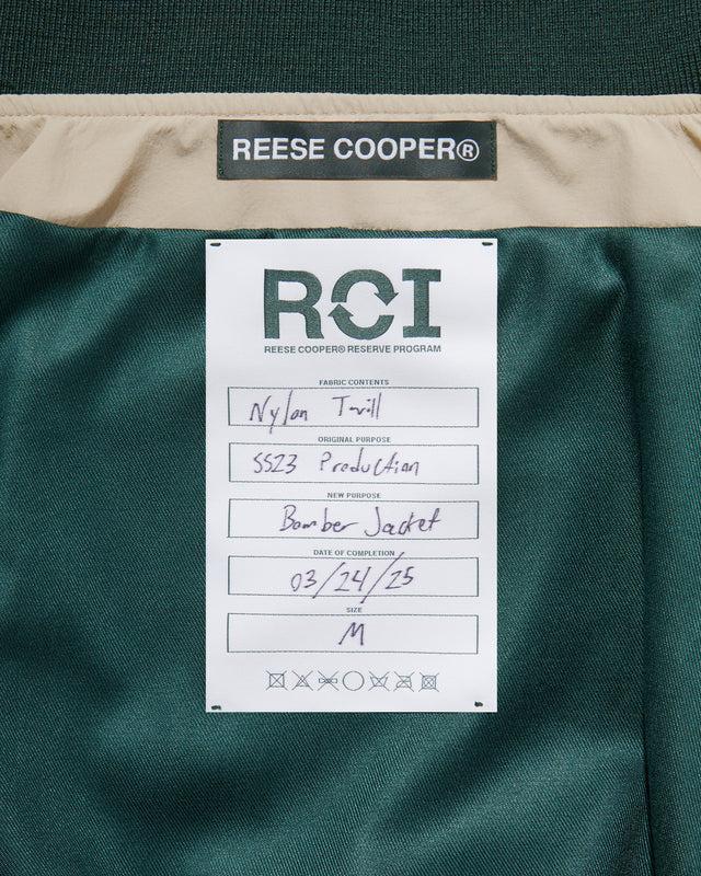 Reese Cooper RCI Reserve: Bomber Jacket In Tan Nylon Twill