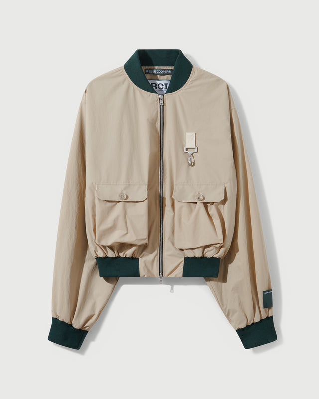 reese cooper RCI Reserve: Bomber Jacket in Tan Nylon Twill